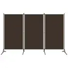 3-Panel Room Divider Folding Wall Privacy Screen Stand Brown 260x180cm Fabric