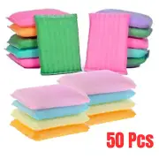 50 Pcs Sponge Pad Scourer Kitchen Scrub Cleaning Foam Dish Non-Scratch Reusable