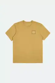 BRIXTON Men's S/S T-Shirt ALPHA BLOCK - Weller Yellow - Large - NWT - LAST ONE