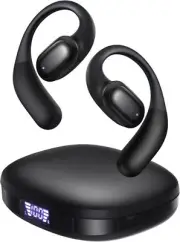 Open Ear Bluetooth Headphones with Mic, Bluetooth 5.3 Air Conduction (Black)
