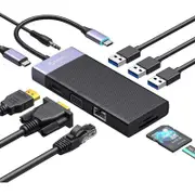 [MDK-10P-BK] Type-C Hub 10 In 1 Multifunctional Docking Station for Windows and Mac