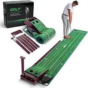 ChieFinch Golf Putting Mat for Indoors - Putting Green with 3 Tracks & Automatic Ball Return, Golf Training Equipment for Mini Game & Golf Pratice at Home or in Office, Gift for Golfer/Golf Lovers/Man