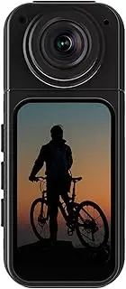Thumb Action Camera, 2.7K Tiny Portable Vlogging Camera with 180° Lens Angle, 1.47in IPS HD Display, Magnetic Mount Body Camera for Cycling, Live Streaming (Black)