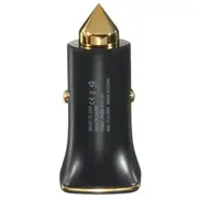 Dual USB Car Charger Power Adapter Cigarette Lighter Socket 12V 24V 15946 BLACK & GOLD
