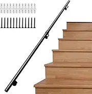 Black Handrails for Stairs 30cm-600cm Stairs Grab Bar Outdoor Safety Handrails Bannister Rail for Stairs Wall Mounted Support Step Baluster Handrail Iron Pipe Stair Hand Rails with Fittings(3.3ft/100c