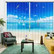 A Dolphin Jump Blue 3D Curtain Blockout Photo Printing Curtains Drape Fabric