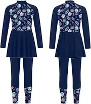 [iEFiEL] Little Girls Long Sleeve Swimwear Rash Guard Swimsuit Two Pieces Bathing Suit Swim Dress and Pants Set