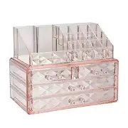 Stackable cosmetic organizer with drawers, easy to organize cosmetic Pink