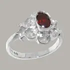 Solid 925 Sterling Silver Natural Garnet Womens Solitaire Ring