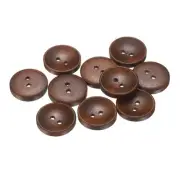 10pcs Wooden Sewing Button 20mm 2 Holes Round Craft Button Medium Brown