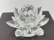 SPARKLING Cut Crystal Glass LOTUS FLOWER Candle Holder Multi Taper & Tea Light
