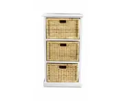 HAWAII WOOD & WICKER 3 DRAWERS SLIM LOWBOY IN WHITE