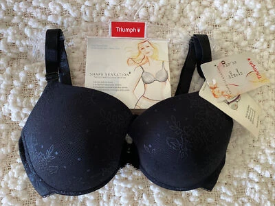 TRIUMPH NEW BRA shape sensation ultimate curve creator black 10109844 floral 10D
