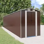 Outdoor Storage Shed, Storage Cabinet for Garden Tool, Galvanised Steel Garden Shed for Patio, Yard, Lawn, Easy to Assemble, 192 x 855 x 223 cm, Dark Brown