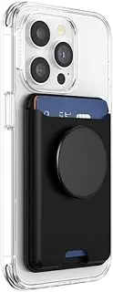 PopSockets Softgoods Phone Wallet with Expanding Grip and Adapter Ring for MagSafe, Phone Card Holder, Wireless Charging Compatible, Wallet Compatible with MagSafe® - Black