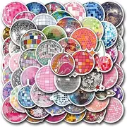 jixiejumo Disco Ball Stickers 50 Pcs, 70s 80s Disco Retro Vinyl Merch, Waterproof Sticker Pack for Water Bottle, Party, Dance, Gift