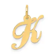 14K Small Fancy Script Letter K Initial Charm Bracelet Necklace