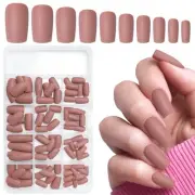 240pc Matte Square Press on Nails Medium Glue on Nails Fake Nails Medium Brown