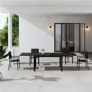 Extendable Madden Black Aluminium Slatted Dining Table