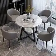 Snaweo Negotiation Table and Chair Set, Round Coffee Table and Chair Set, Office Reception Room Club Table, Small Space Dining Table Set for 4, for Reception Room, Living Room(Dark Gray)