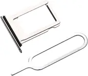 HAKIDZEL 2PCS Sim Tray for with Eject Pin and Ring Replacement Parts for Cell Phones Silver Finish Easy to Install Compatible with iPhone