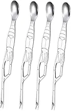 HOLIDYOYO 4pcs Crab Eating Tool Set Stainless Steel Crab Fork Spoon Seafood Tools Dual Purpose Fork for Lobster Shrimp Oysters for Home and Restaurant