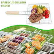 Barbecue Grilling Basket Grill BBQ Net Steak Meat Fish Veg Mesh Holder Tools^√