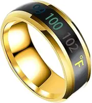 CHILDWEET Titanium Steel Smart Temperature Ring for Couples Unisex Jewelry Silver Tone Fashion Ring for Men and Women