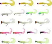eMagTech 17pcs Soft Fishing Lures & Baits with Jig Head Hooks for Bass, Trout, Catfish