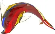 Glass Of Venice Murano Glass Dolphin - Red Blue Amber