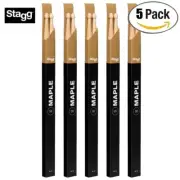 5-PACK Stagg 1-Pair Maple 5B Wooden Tip Drum Sticks SM5B