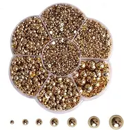 5700 Pcs Gold Half Pearls for Crafts, Nail Art, DIY Accessory - Flatback Gems for Makeup, Neatly Organized for Artists Creative (2/3/4/5/6/8/10mm)