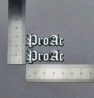 ProAc Speaker Badge Logo Emblem *Small Pair* Old English Font Brushed Silver