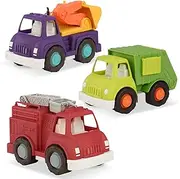 Wonder Wheels by Battat – Fire Truck, Recycling Truck, Excavator Truck – Combo of Recycling, Excavator, & Fire Truck Toys for Toddlers Age 1 & Up (3 Pc) – 100% Recyclable, Green
