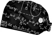 [FVQL] Set of 2 Scrub Caps Women Nurse Hats Surgical Cap, Math Formula