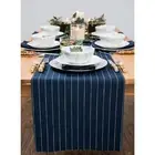 Pinstripe Dining Linen Table Runner for Spring and Summer Decoration, Washable