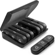 Weekly Pill Organizer 3 Times a Day, Portable Travel Pill Box with Large Pill Containers (Black)