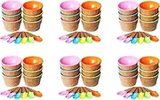 36Pcs Ice Cream Bowl Set Different Color Ice Cream Spoon Bowl Tableware Set Children Cartoon Bowl