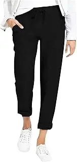 Linen Pants for Women Drawstring High Waist Lounge Pants Baggy Lightweight Comfy Casual Beach Trousers Pockets 2025