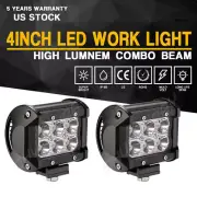 Pair 105W 4" LED Work Light Bar Pods Spot Flood Beam Offroad ATV UTV