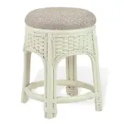 Natural Rattan Wicker ECO Handmade Alexa Footstool White w/Cushion