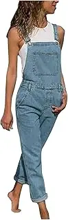 [Generic] Casual Denim Jumpsuit for Women,Coveralls for Women Casual Stretch Adjustable Denim Bib Overalls Jeans Pants Jumpsuits New