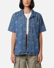 [JORDAN] Jordan Women's Woven Denim Top Stone Blue - Size 2XL 2XL Stone Blue