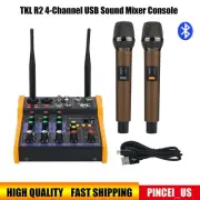 TKL R2 4-Channel USB Sound Mixer Console Mini Bluetooth Audio Mixer +Microphones