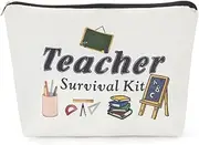 ALLY-MAGIC Teacher Appreciation Gifts for Women, Teacher Survival kit, Best Teacher Ever Teacher Supplies for Classroom Makeup Bag Pencil Pouch Preschool High School Colleagues Birthday Gifts