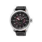 NEW Citizen Mens Silver Black Leather Band Eco-Drive Watch Stainless Steel Case