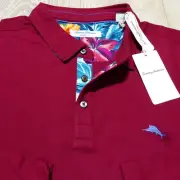 TOMMY BAHAMA Mens 4XLB 4XL BIG POLO SHIRT 5 OCLOCK LUSH BLOOMS BEET EMFIELDER
