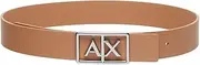[Armani Exchange] Women's Simple Look, Monocolour, Logo Buckle Plate Belt, Camel Rose, 70, Camel Rose, 70