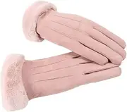[MOKKHNB] 1 Pair Suede Fabric Winter Gloves Warm Outdoor Skiing Gloves with Touch Screen Compatibility for Cold Weather Activities Split Finger Design for Enhanced Dexterity