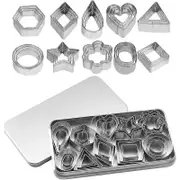 30 Pieces Mini Cookie Cutters Mini Geometric Shape Biscuit Cookie Cutters Stainless Steel for DIY Baking